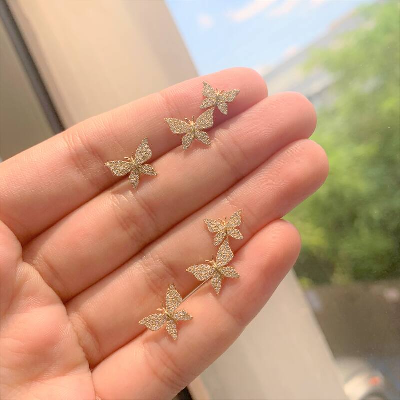 Joelle Collection Diamond Butterfly Studs Earrings 14K Gold 1/3ct TDW