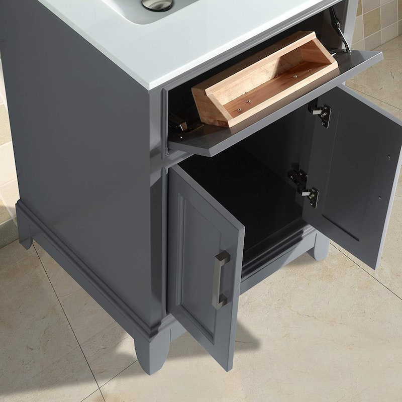 Vanity Art 30" Single Sink Bathroom Vanity Set with Engineered Marble Top and Free Mirror