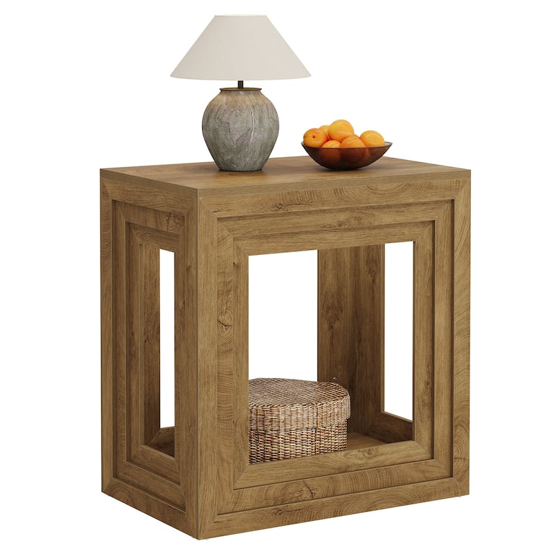 Farmhouse End Table, 24" Square Wooden Side Table