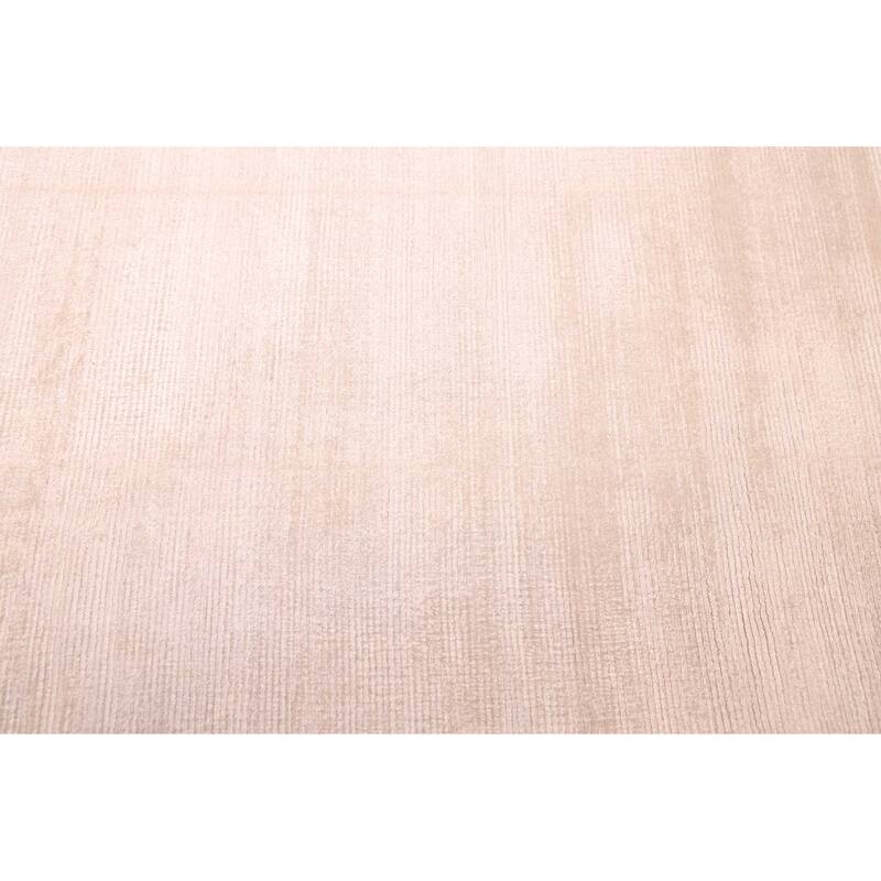 ECARPETGALLERY Hand Loomed Shimmer Ivory Viscose Rug - 6'7 x 9'5