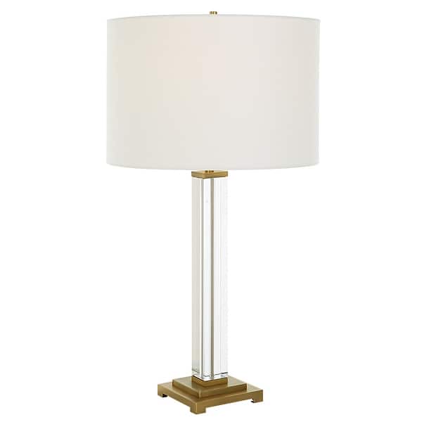slide 2 of 6, Uttermost Crystal Column Table Lamp - 28"H,   Shade 10"H x 15"Dia