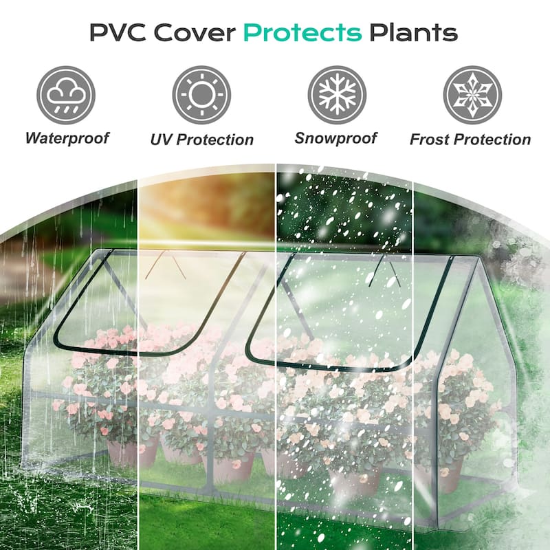 Aoodor 4 ft. x 2 ft. x 2 ft. Mini Greenhouse 2 Zipper Doors