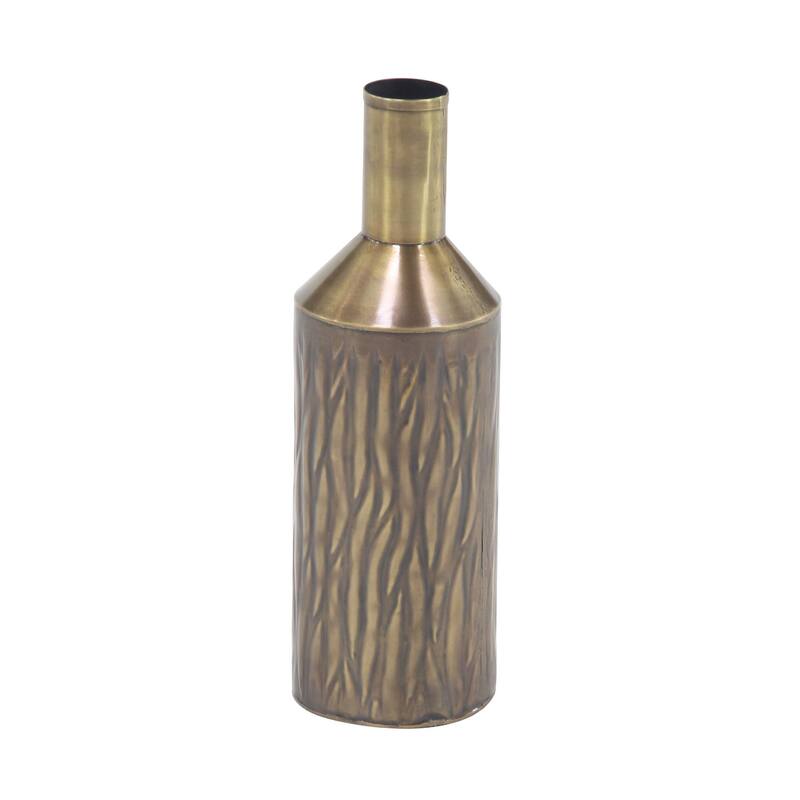 Brass Metal Rustic Vase Set of 3 12" x 4" x 4"