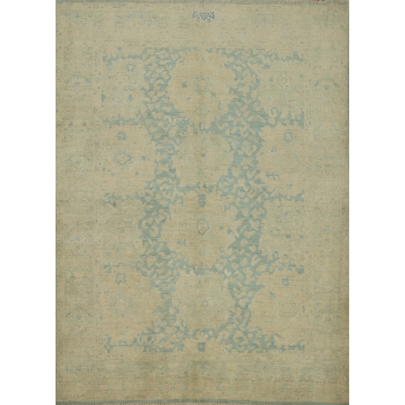 Hand Knotted Oriental 100% Wool Carpet Traditional Floral Navy Blue & Blues Ziegler Area Rug - 6' 6'' X 5' 4''