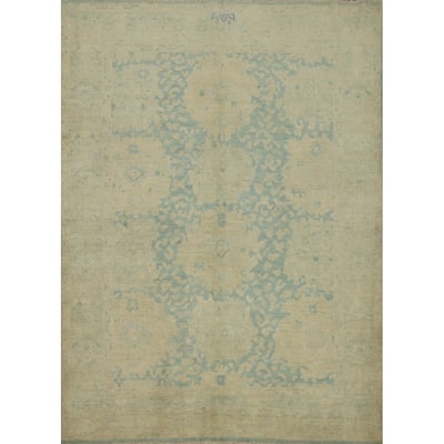 Hand Knotted Oriental 100% Wool Carpet Traditional Floral Navy Blue & Blues Ziegler Area Rug - 6' 6'' X 5' 4''