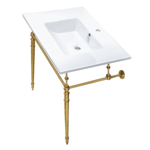 Edwardian 31" Console Sink with Brass Legs (Single Faucet Hole)