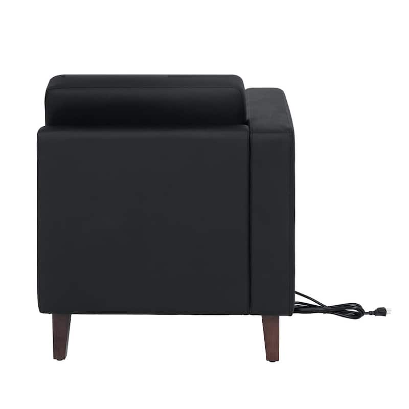 Commercial Modular Left Arm Chair with AC/USB/USB-C Chargers - 28.25"W x 31.5"D x 31.75"H