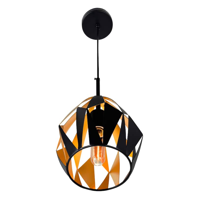 Oxide 1 Light 16in Black & Copper Down Pendant - Black/Copper
