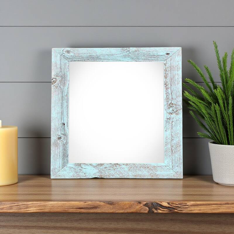 HomeRoots 12" x 12" Black Solid Wood Tabletop Picture Frame - Robins Egg Blue