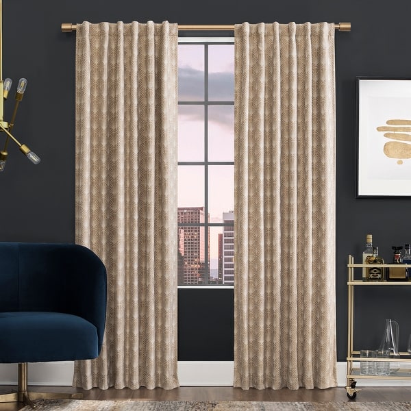 slide 1 of 14, Scott Living Montauk Art Deco Total Blackout Back Tab Curtain Panel, Single Panel