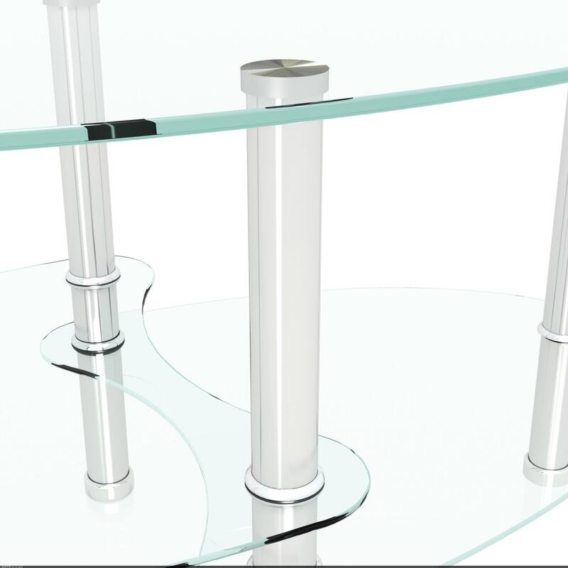 Modern 3-Tier Oval Glass Coffee Table