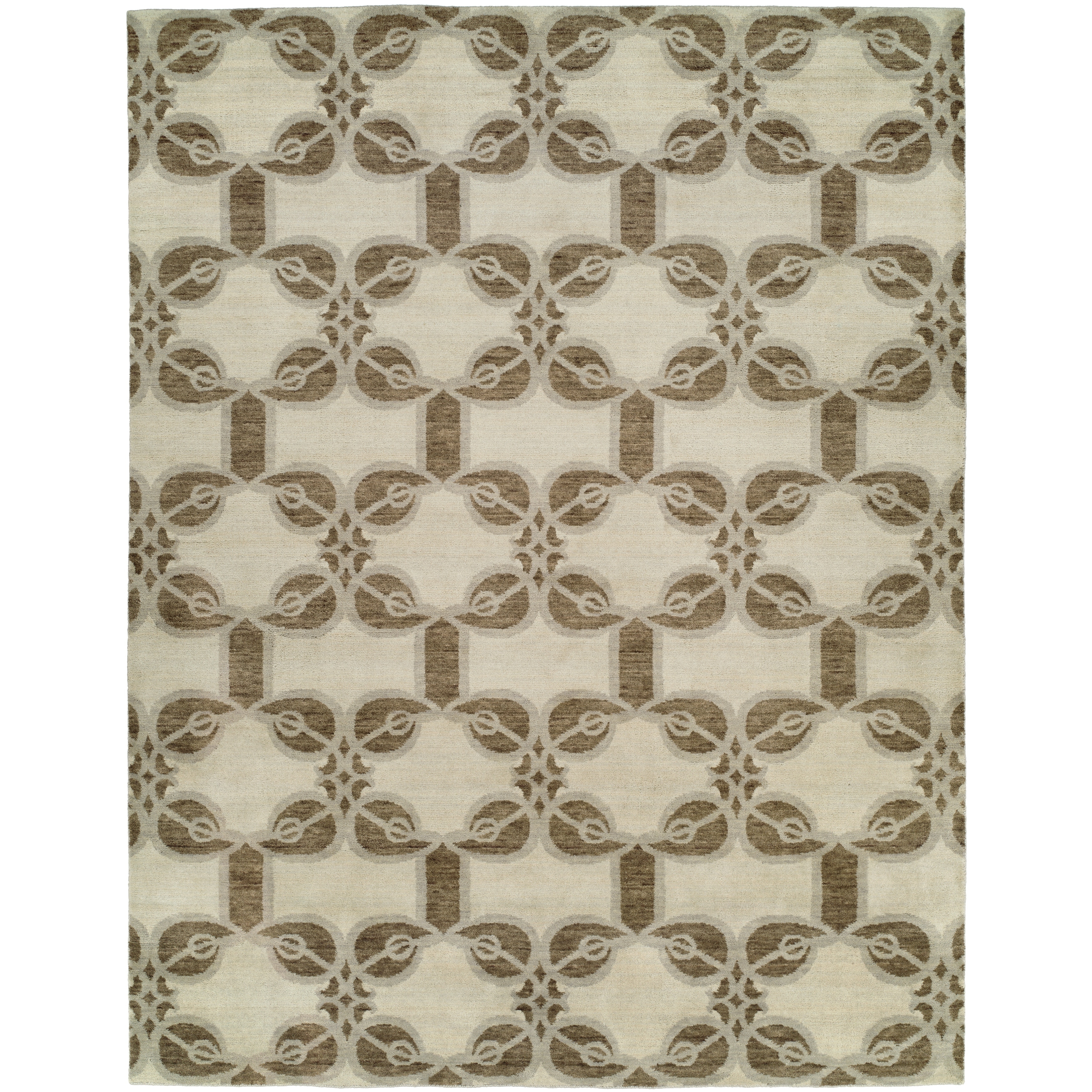 KALATY Modern white Hand-Knotted Wool & Viscose Area Rug