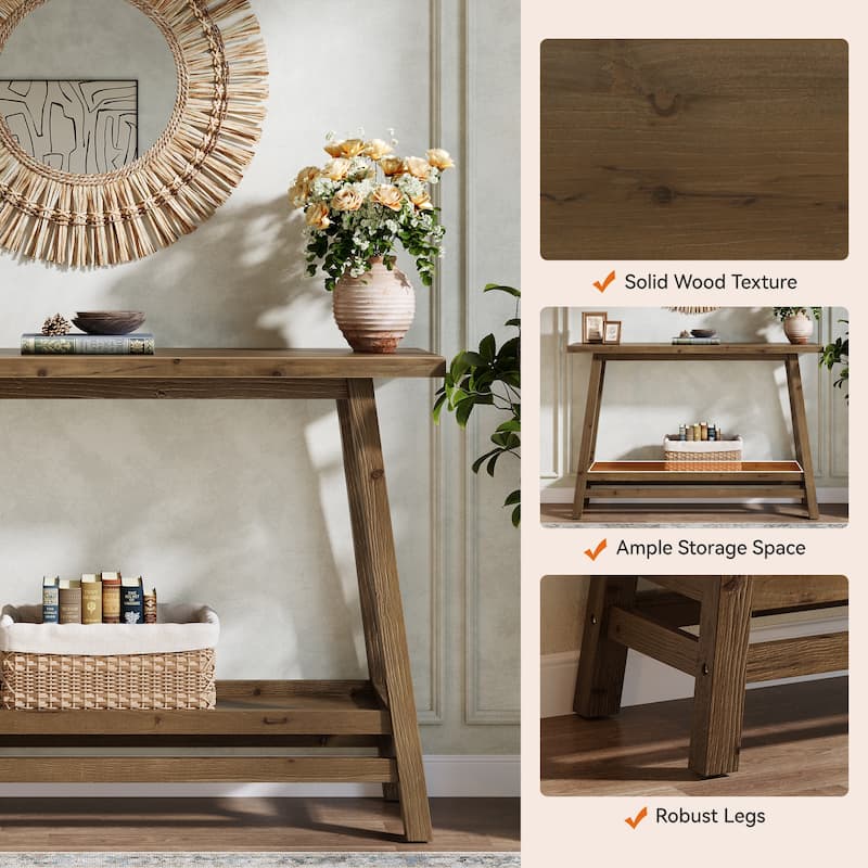 41.3" Farmhouse Console Table, Solid Wood Entryway Table