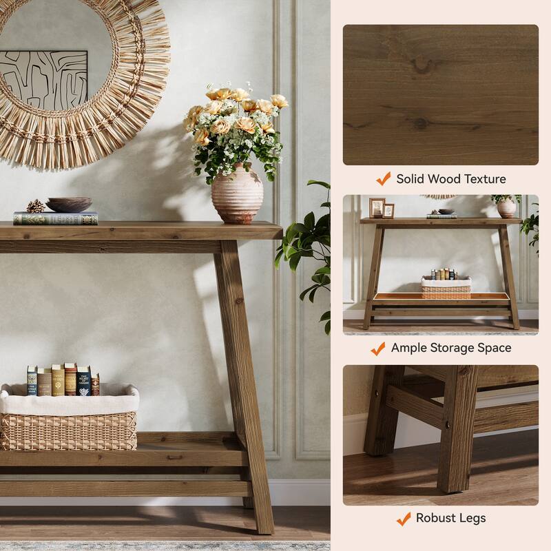 Farmhouse Solid Wood Console Sofa Table for Living Room Entryway