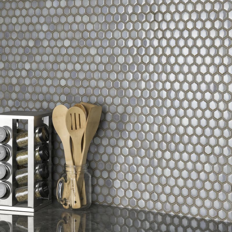 Merola Tile Hudson 1" Hex Grey Eye 11-7/8" x 13-1/4" Porcelain Mosaic Floor and Wall Tile