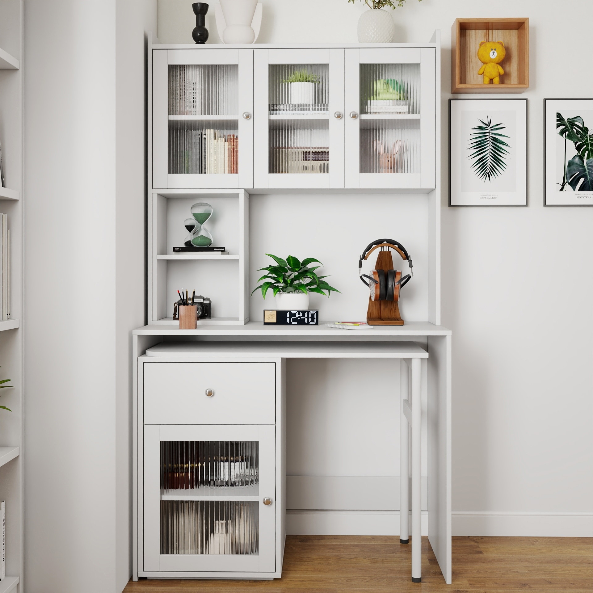 Computer Desk with glass door