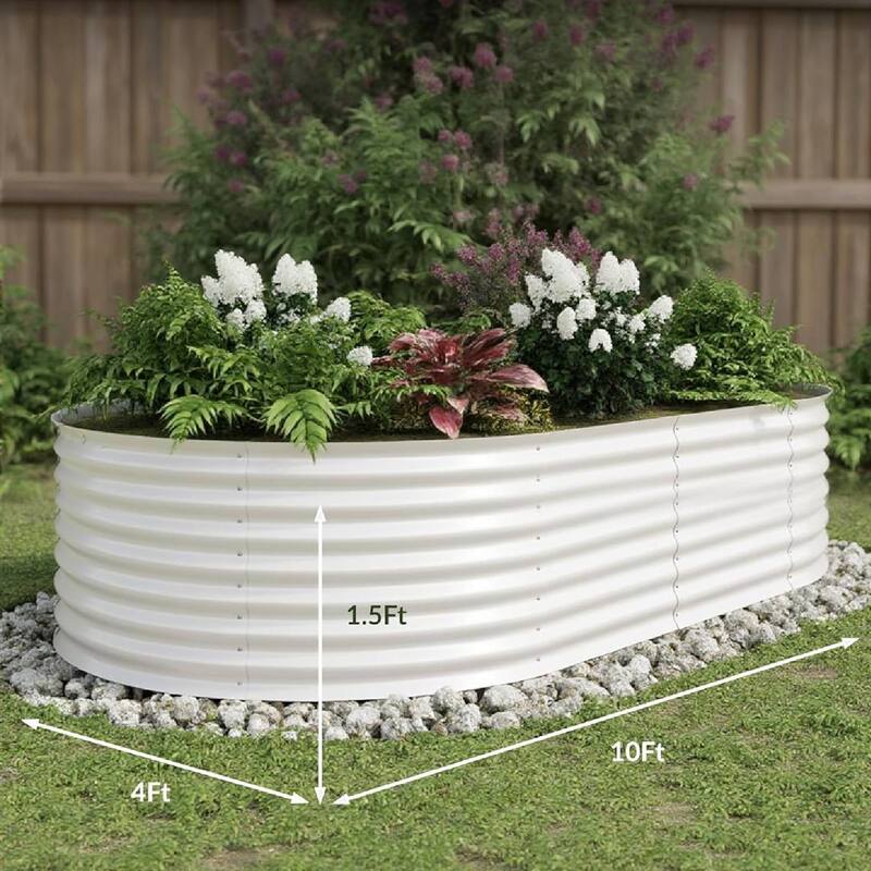 10x4x1.5ft 2Pcs Galvanized Raised Garden Bed Planter Boxes Outdoor, Off-White for Vegetables, Fruits, Flowers, Herbs - N/A