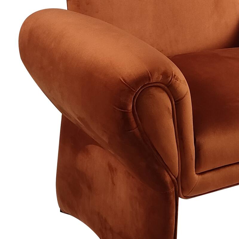 Whitney Rust Orange Upholstered Roll Arm Accent Armchair