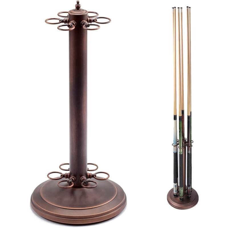 GSE™ 6-Cue Floor Stand-Style Metal Billiard Pool Cue Rack, Holds 6 Pool Cue Sticks - Brown