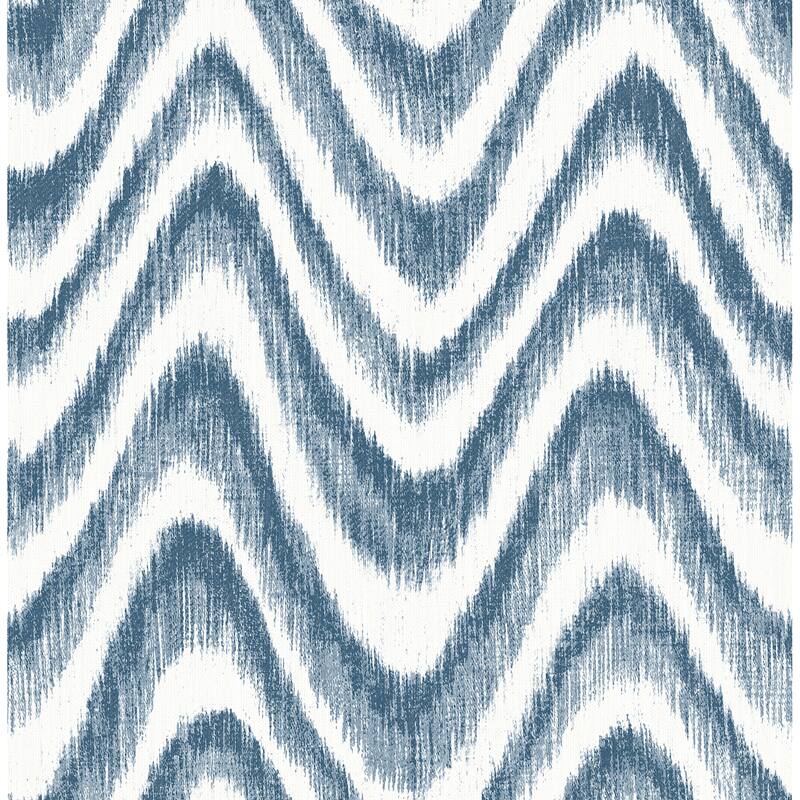 A-Street Prints Bargello Blue Faux Grasscloth Wave Wallpaper