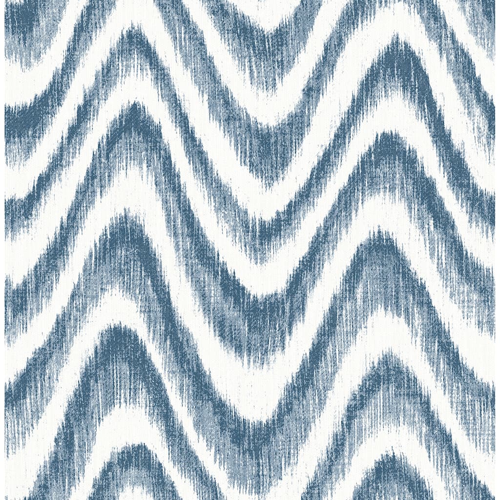 A-Street Prints Bargello Blue Faux Grasscloth Wave Wallpaper