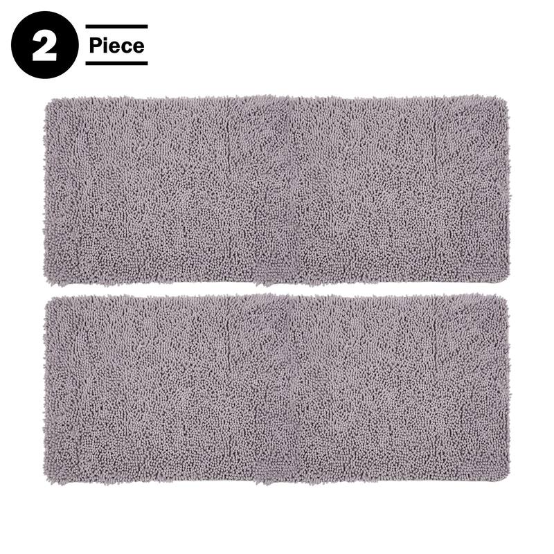 Bathroom Rugs - 58x24-Inch Bathroom Runner Set - Absorbent High-Pile Chenille Memory Foam Bath Mats by Lavish Home (Gray)