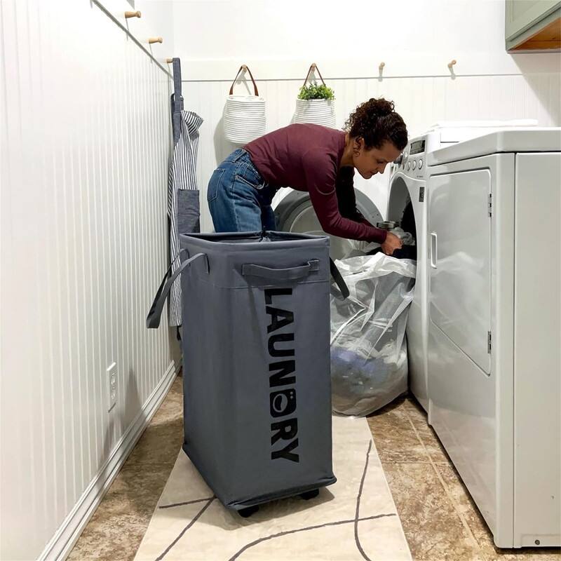 Laundry Basket with Wheels 2Pack 75L Rolling Laundry Hamper - 15.7"L x 11.8"W x 24.8"H