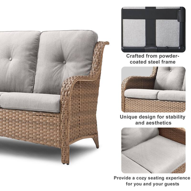 6 Piece Set with Sofa Swivel Chair Ottoman
