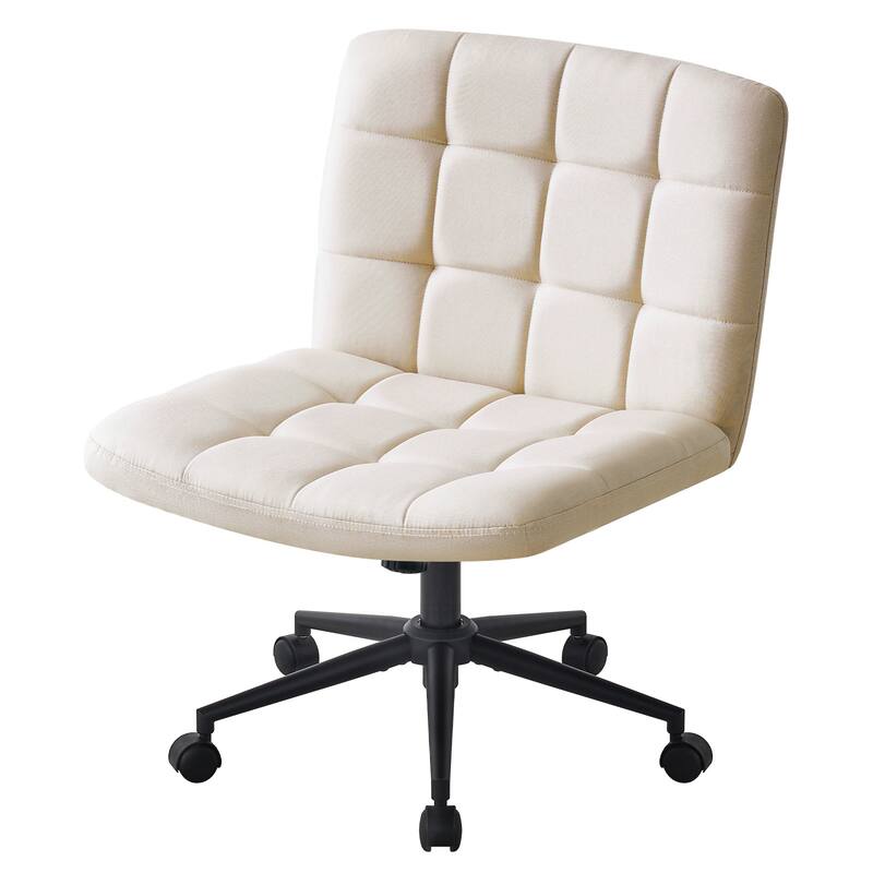 Home Office Desk Chair with Wheels,Armless Desk Chair with Lumbar Support,Height 360° Rolling Swivel Chairs,Linen
