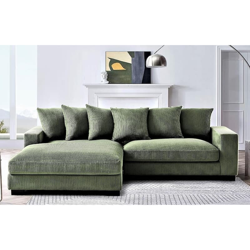 Us Pride Furniture Payan 102.4" Wide Corduroy L-Shape Sectional Sofa