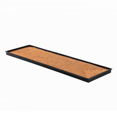 Jani Natural & Recycled Rubber Boot Tray with Rectangle Embossed Coir Insert
