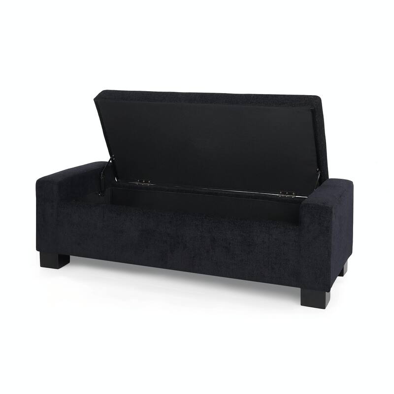 Rectangular Storage Ottoman - 50" Textured Fabric & Wood Base