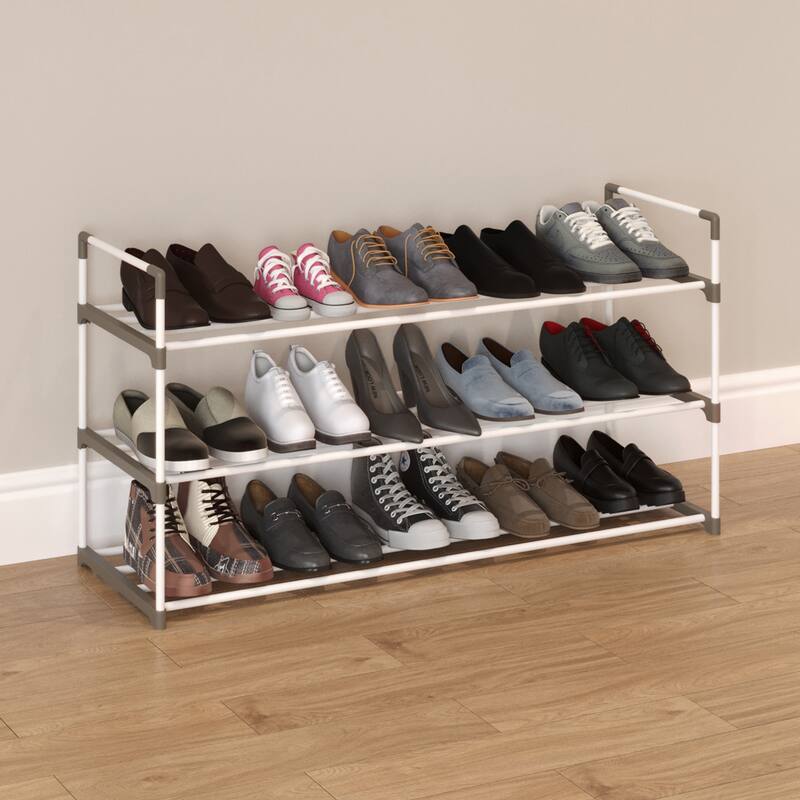 Shoe Rack - Shoe Organizer for Closet, Bathroom, Entryway by Home-Complete (White)