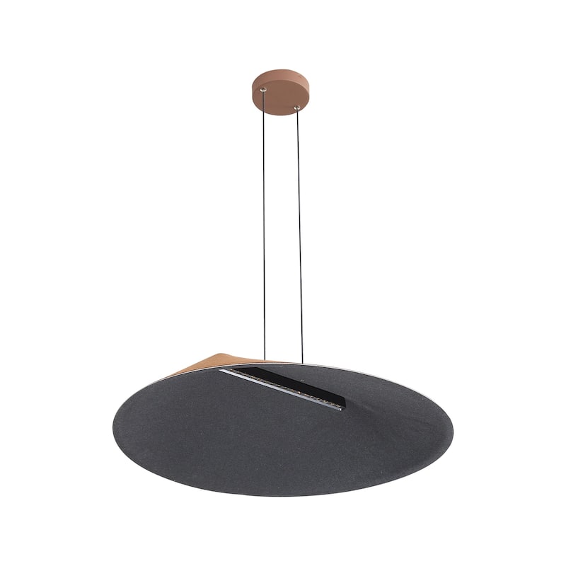 Golden Lighting Faroe 30in Integrated LED Pendant in Coffee/Black Felt - Brown