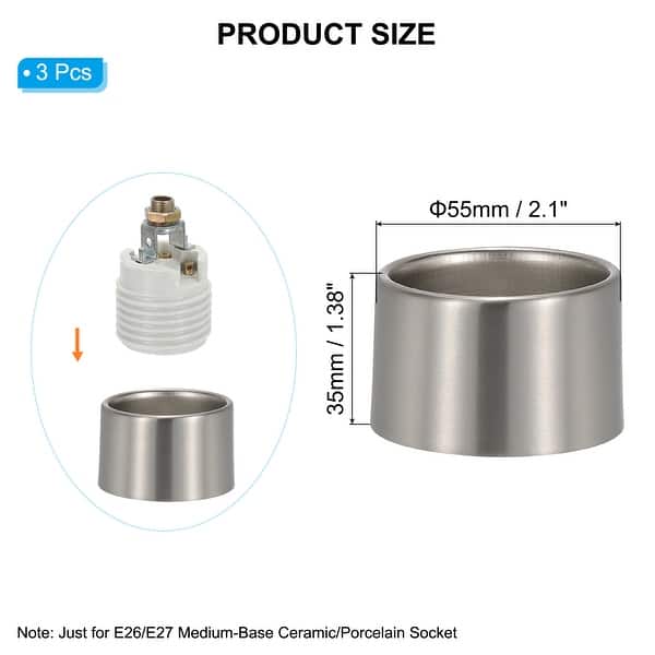 dimension image slide 0 of 6, Light Socket Shade Ring, Medium Base Ceramic Socket with Thread