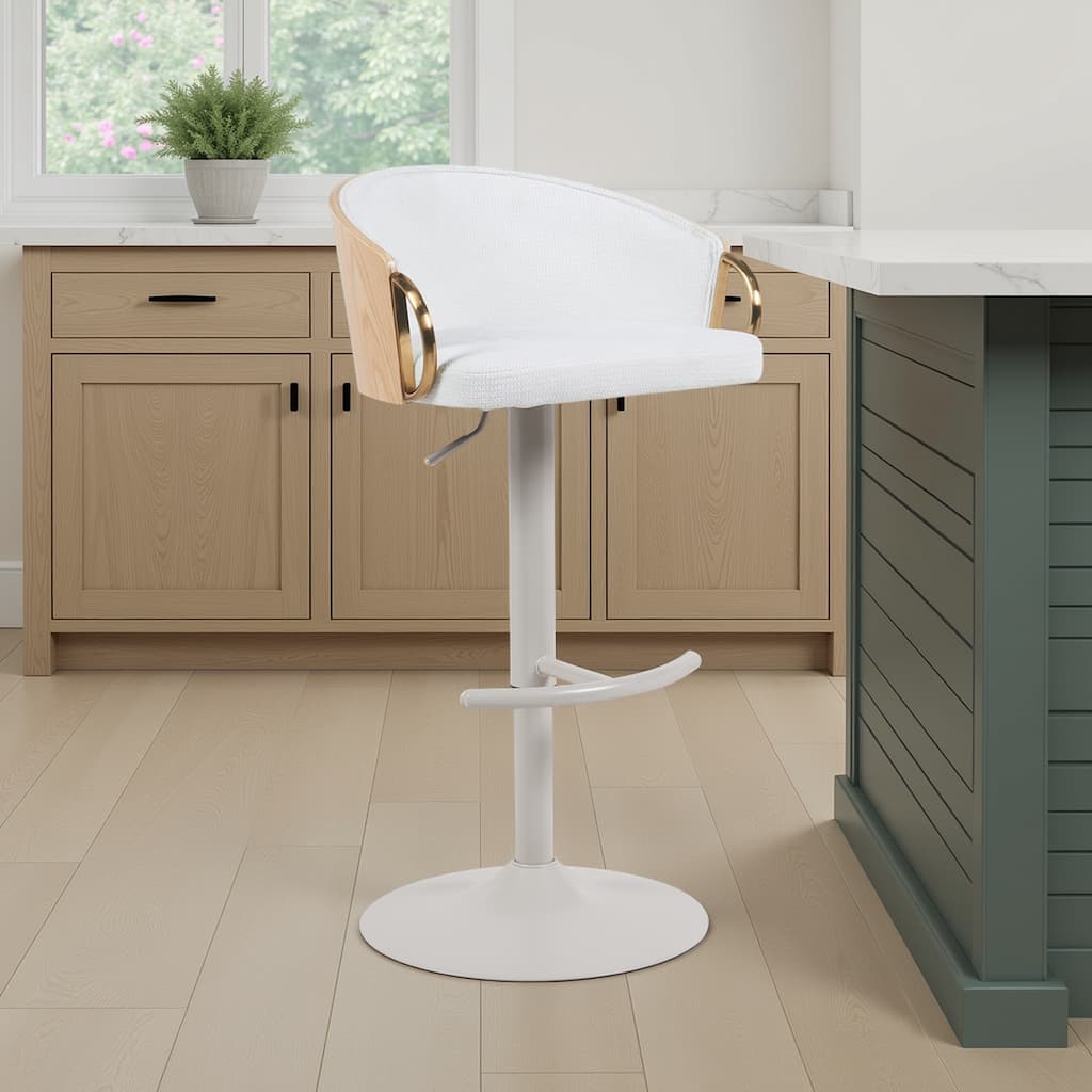 Solstice Modern Swivel Bar Stool, Upholstered Adjustable Counter Height Chair with Metal Base
