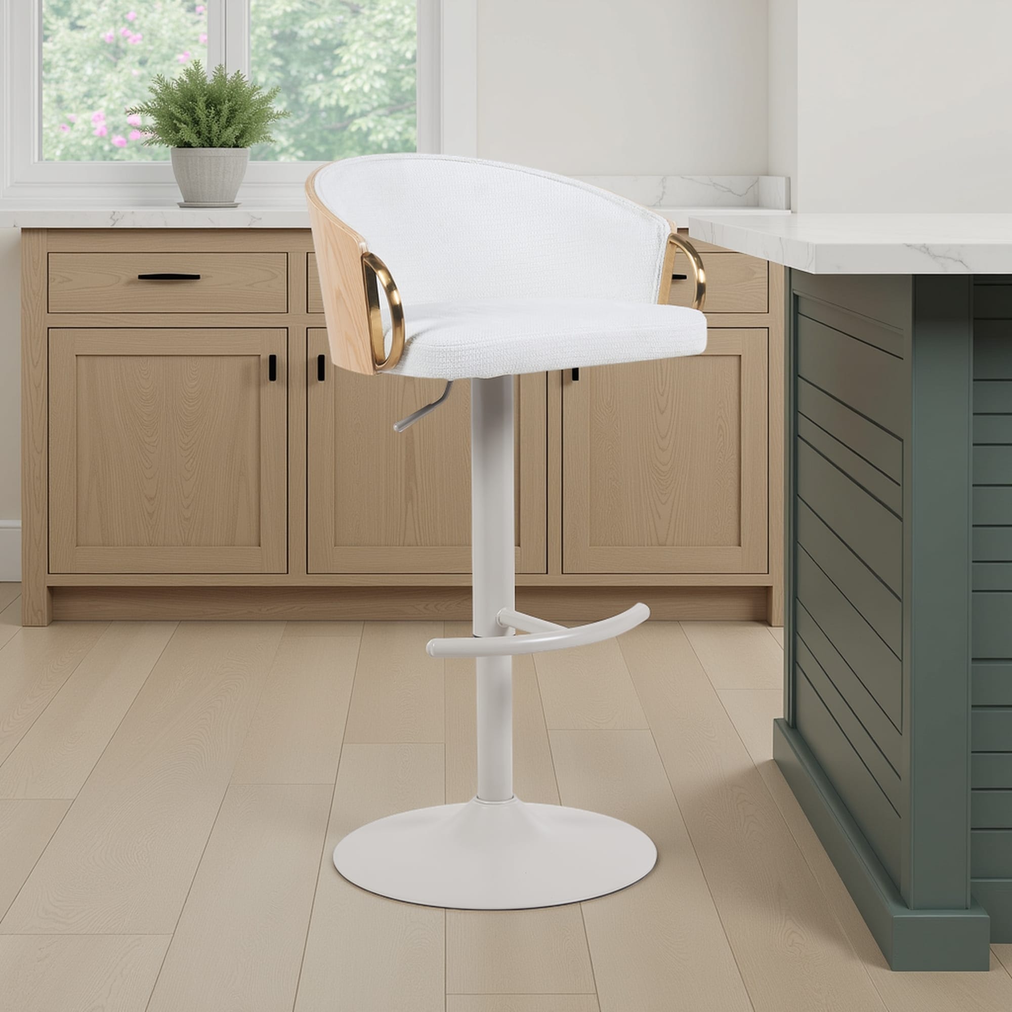 Solstice Modern Swivel Bar Stool, Upholstered Adjustable Counter Height Chair with Metal Base