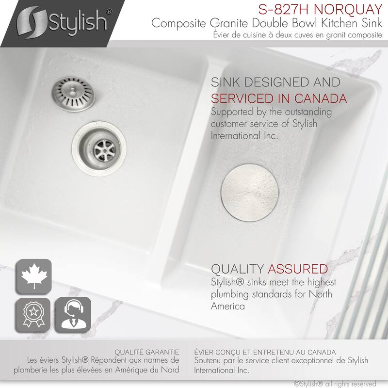 Dual mount 27" Composite Granite Double-Bowl Kitchen Sink S-827