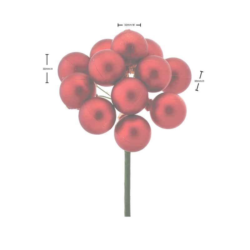30mm Shatterproof Plastic 12 Bunch Matt Stemball Set of 4