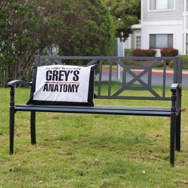 slide 2 of 5, DAVEE Outdoor Leisure Metal Bench - Black - 32*50*24 incehs Black