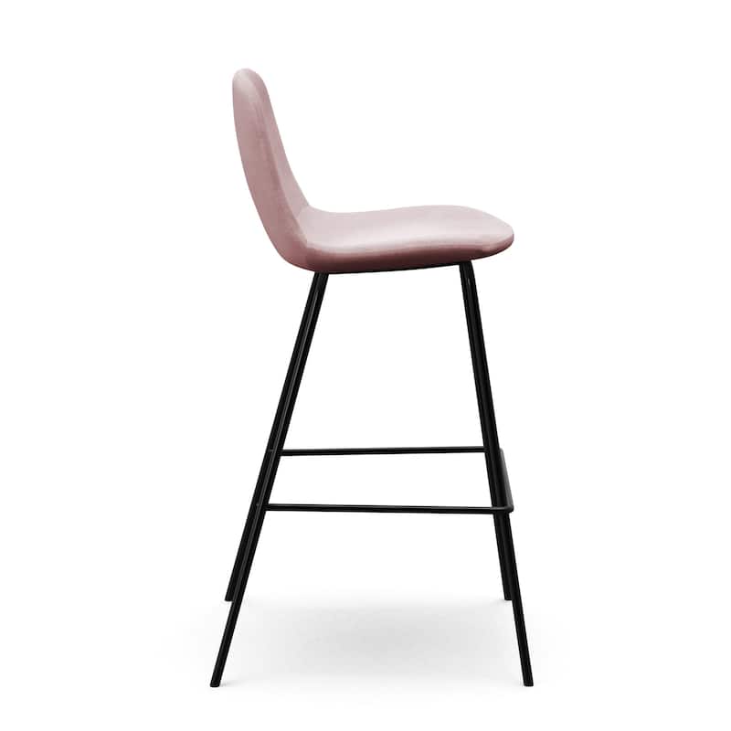 Maxine Velvet Counter Height Stools Black Legs (Set of 2)