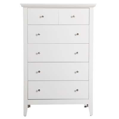 Wooden Bedroom Chest with 5-Drawers - 48" - White