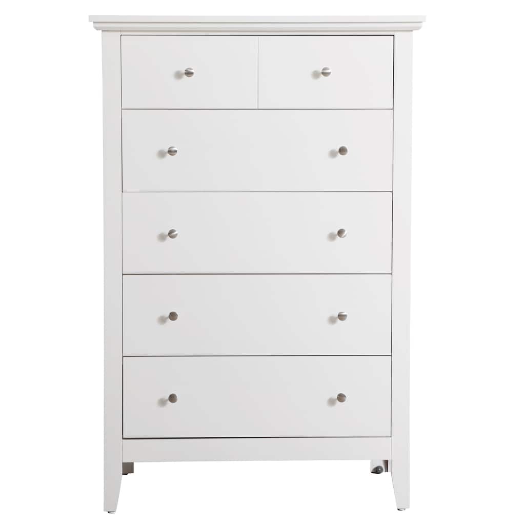 Wooden Bedroom Chest with 5-Drawers - 48" - White
