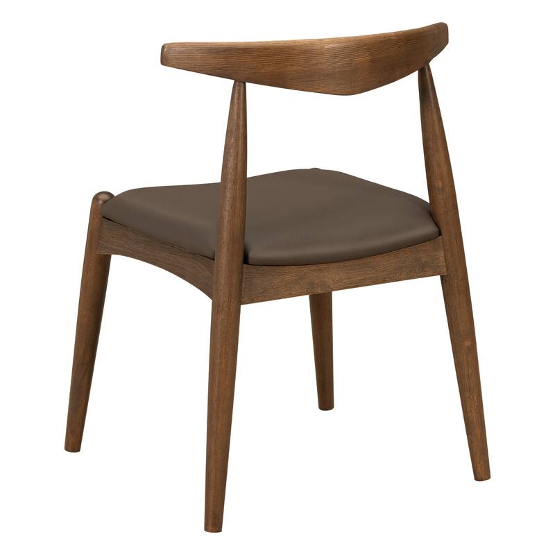 Set of 2 Rubberwood Dining Chairs, Ergonomic Backrest & Faux Leather Upholstery