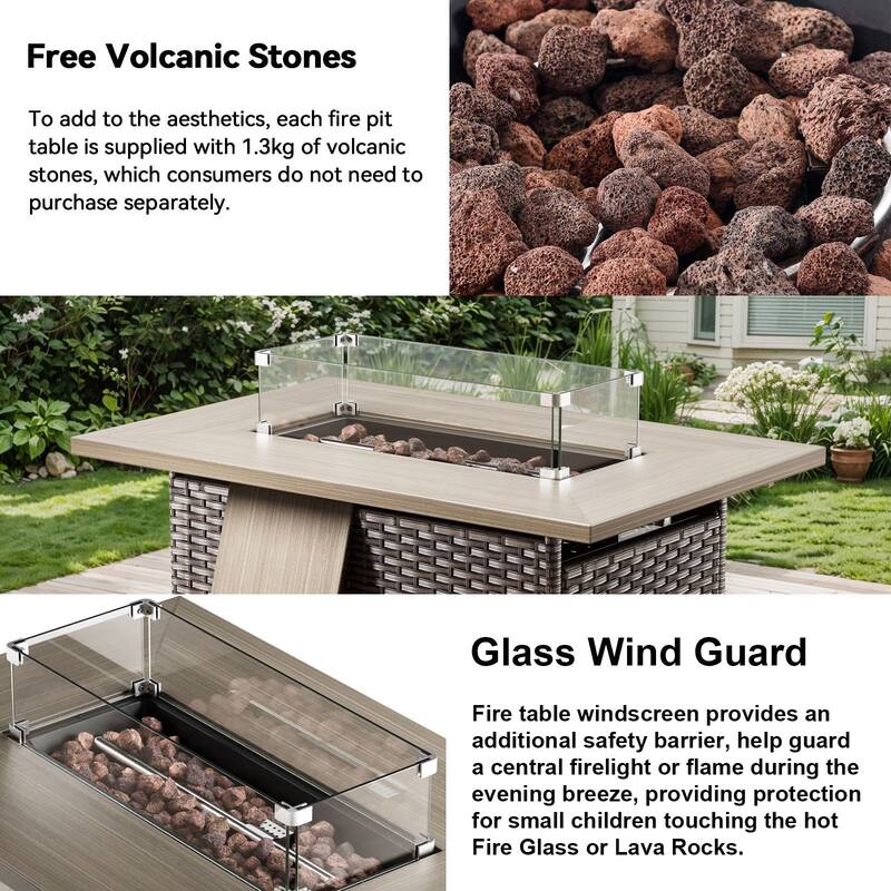 Meyreso 10-Piece Wicker Outdoor Patio Fire Pit Sofa Set with 6-Inch Thick Cushions