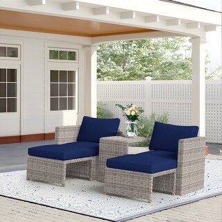 5-Piece Outdoor Rattan Conversation Set Wicker Chair