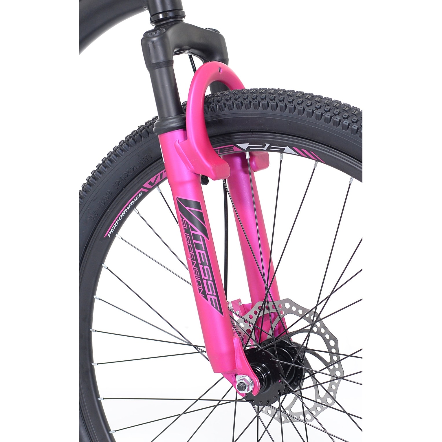 Genesis 26 Maeve Women's Mountain Bike, Black and Pink Bed