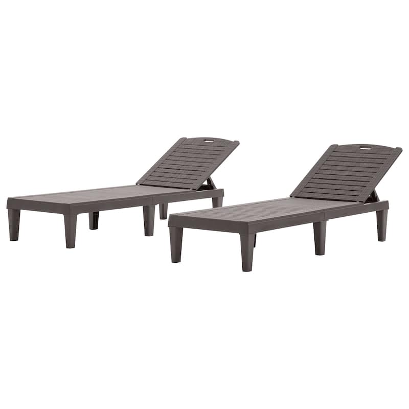 Roomfitters 2 Pcs Resin Outdoor Chaise Lounge Chairs with Adjustable Backrest for Patio, Poolside or Beach