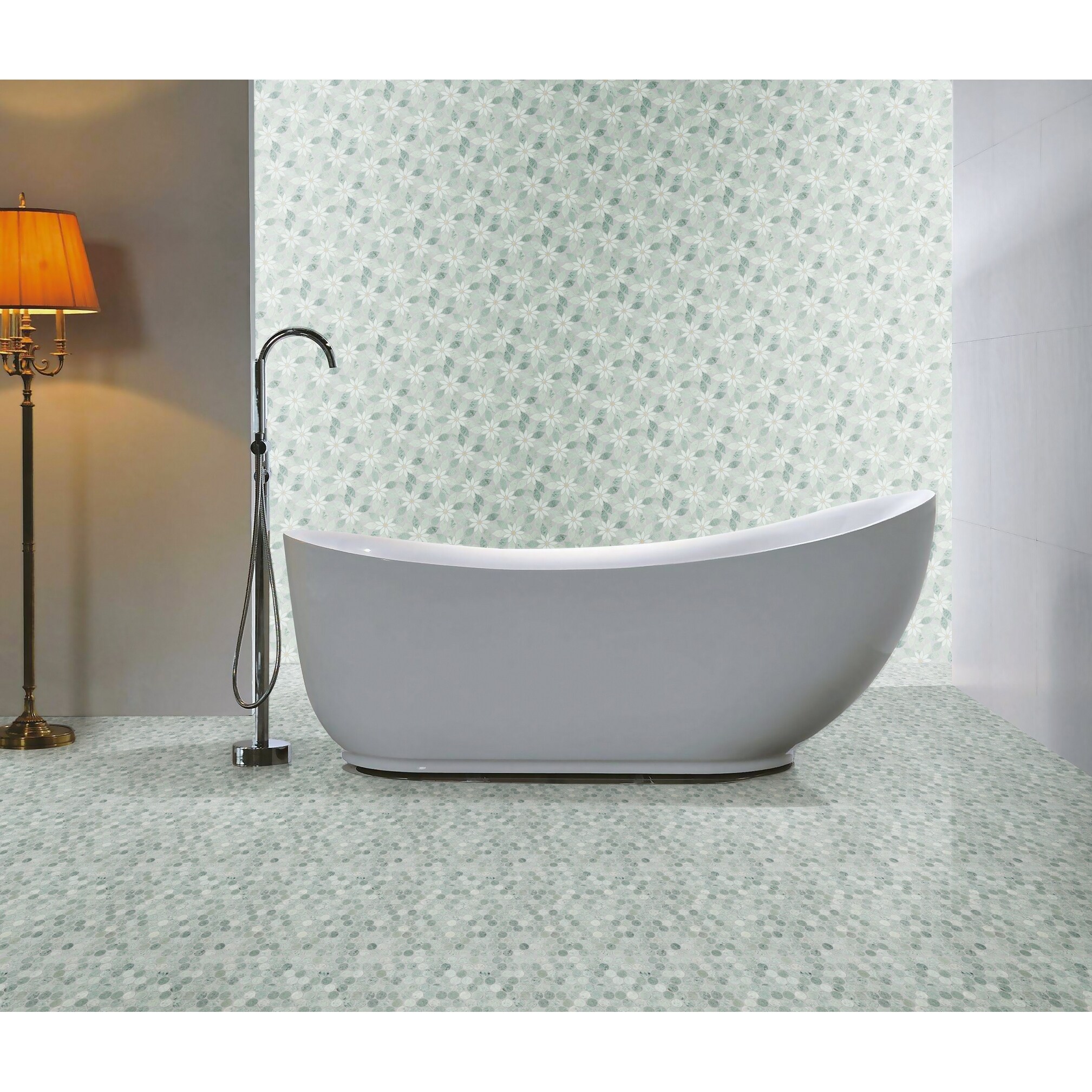 Ming Green Penny Round Mosaic Wall & Floor Tile - Case (10