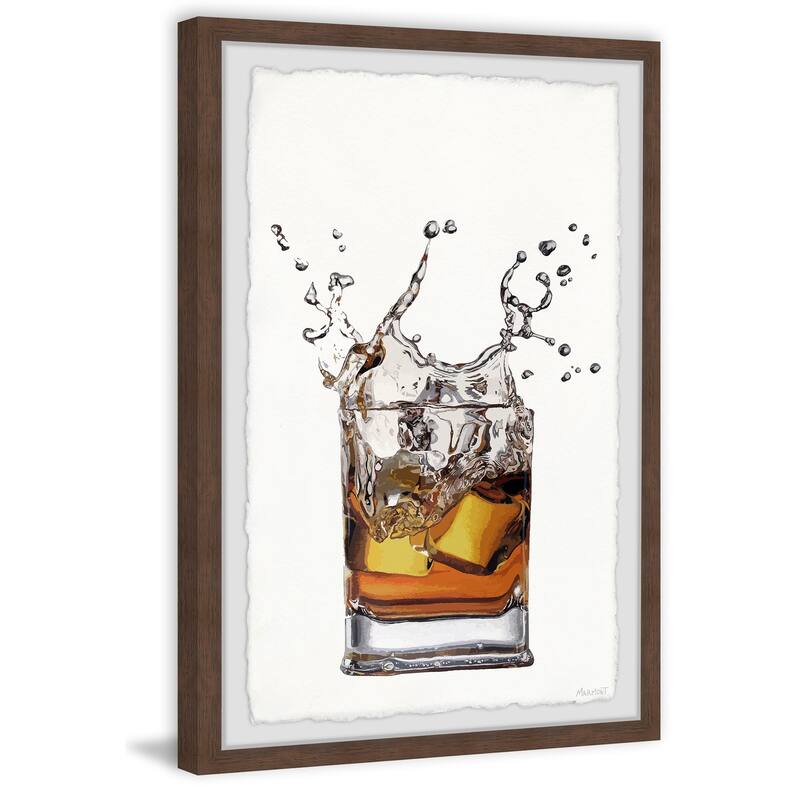 Whiskey and Ice Framed Wall Art, Elegant Home Touch - Sophisticated Artwork for Refined Décor